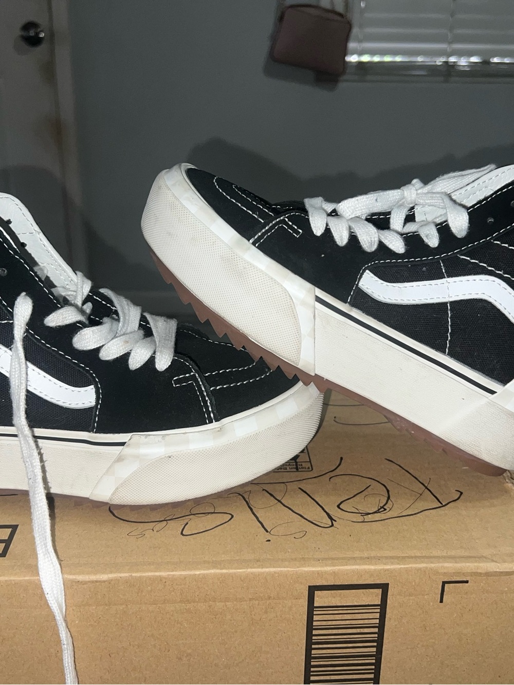 Vans Black and White Platform Old Skool Sneakers